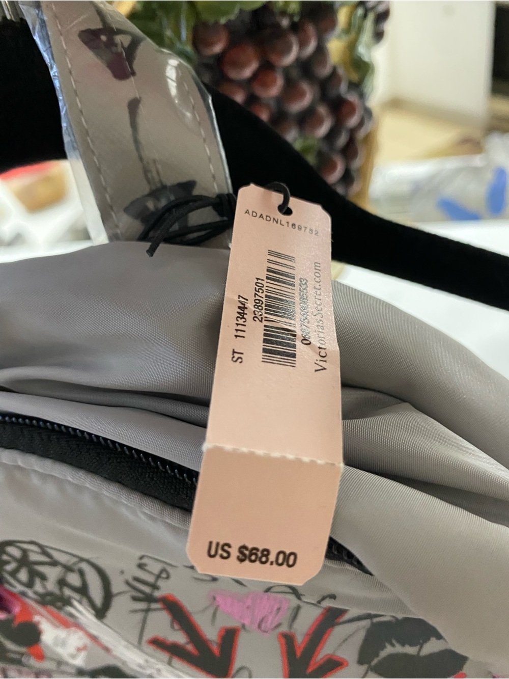Victoria's Secret Gray Backpack with Pink Graffiti Accents - Picture 3 of 12